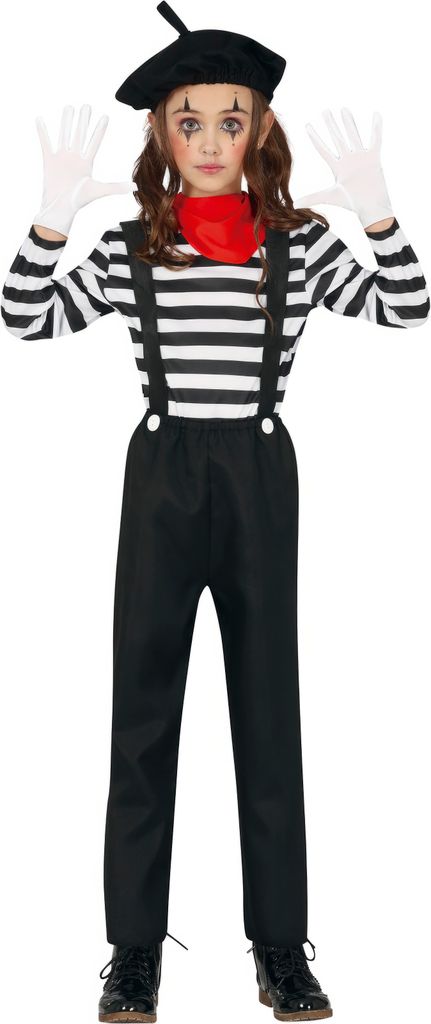 Pantomime Kostüm Paris schwarz-weiß für Kinder Produktbild 
