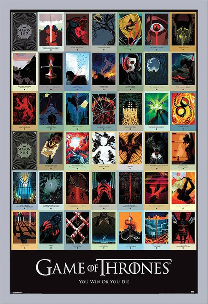 Quadro Game of Thrones 61x91,5cm Cornice Shinsuke Argento e Acrilico