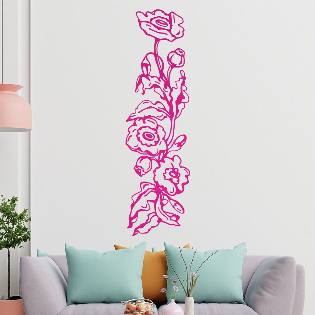 Erdbeere - Pflanzen Wandtattoo in 6 Größen - Wandaufkleber Wall Sticker - Dekoration, Küche, Wohnzimmer, Schlafzimmer, Badezimmer