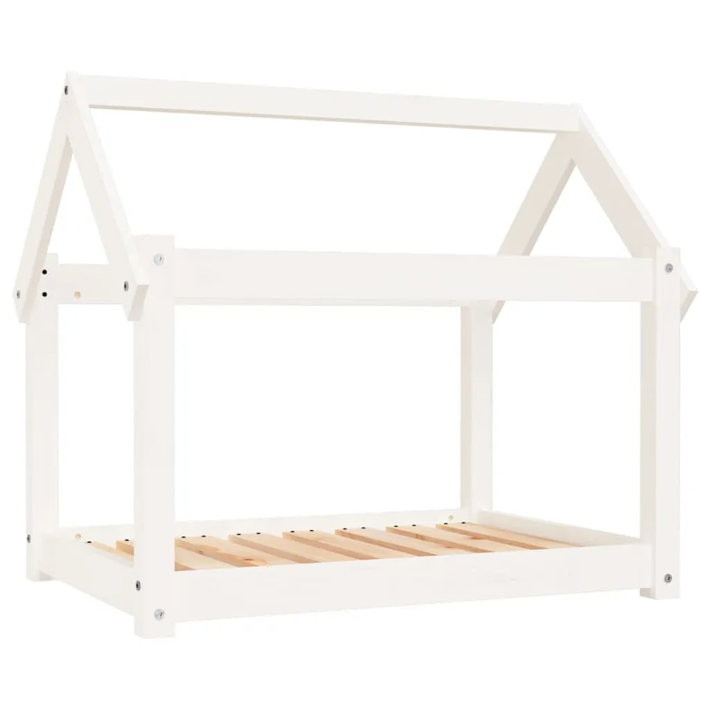 Letto in Legno per Cani Bianco 81x60x70 cm | Pino Massiccio Comfort
