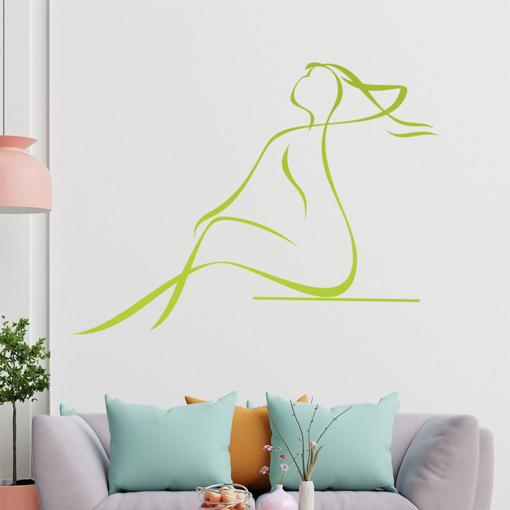 Frau sitzend Wandtattoo in 6 Größen - Wandaufkleber Wall Sticker - Dekoration, Küche, Wohnzimmer, Schlafzimmer, Badezimmer