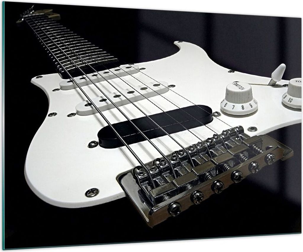 Bilder auf glas - E-Gitarre String Knopf - 100x70cm - Glasbilder - Wandbilder - Kunstdruck - zum Aufhängen bereit - Wanddekoration aus Glas - Glas...