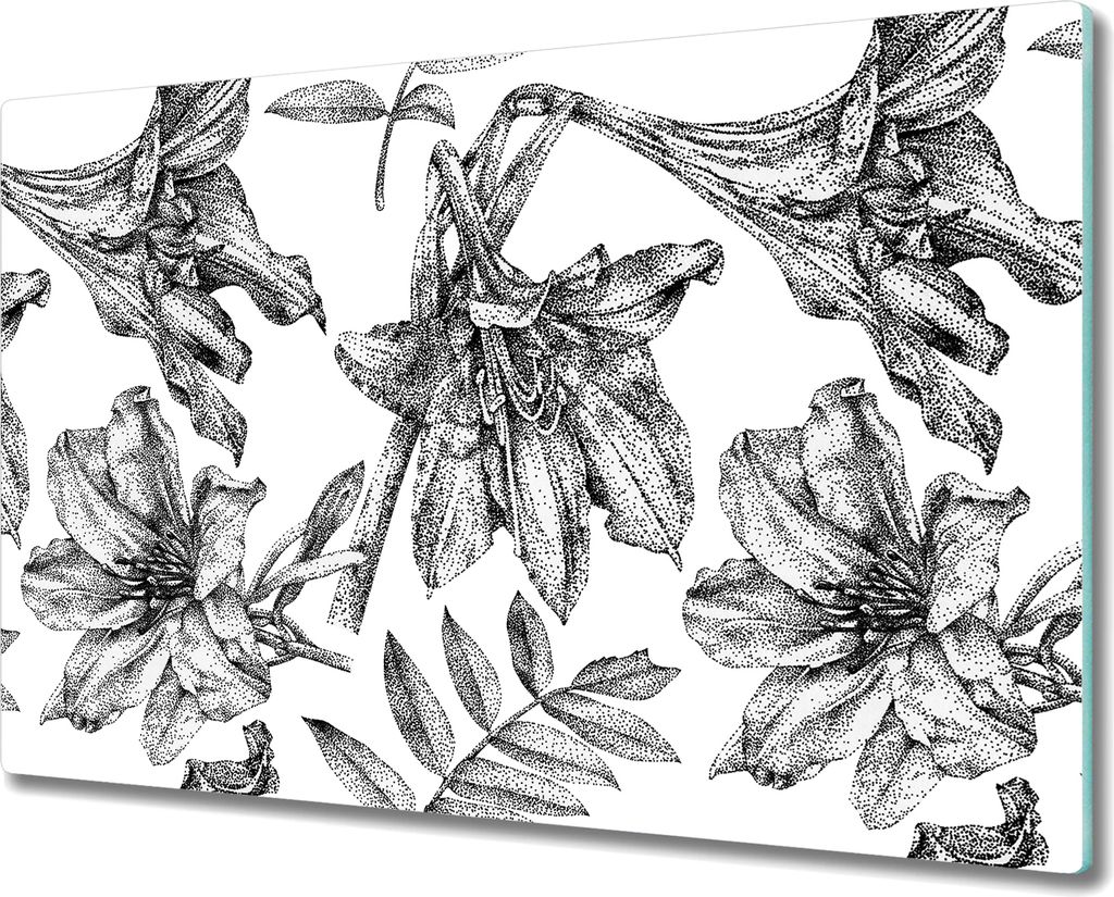 Herd-Abdeckplatte Glas Schneidebrett Ceranfeld-Abdeckung - 80x52 cm - Gepunktete Lillie