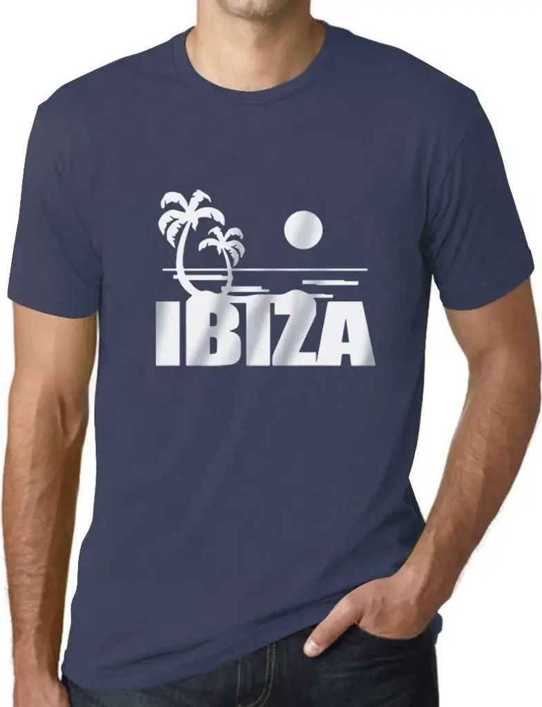 Herren Grafik T-Shirt Meer Palmen und Sonne auf Ibiza – Sea, Palms & Sunshine At Ibiza – Öko-Verantwortlich Vintage Jahrgang Kurzarm Lustige D...