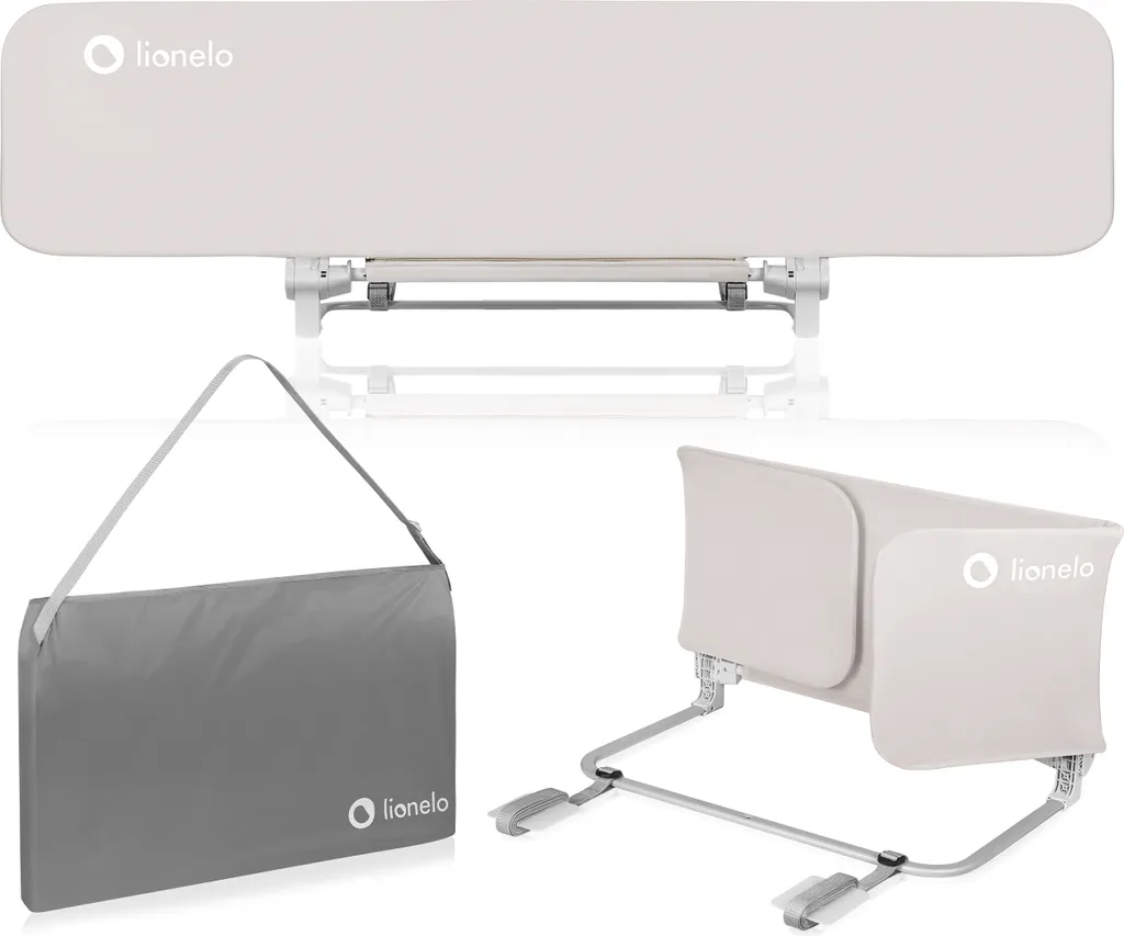 Lionelo Lora XL Barrière de Lit Beige Pliable avec Sangles de Sécurité