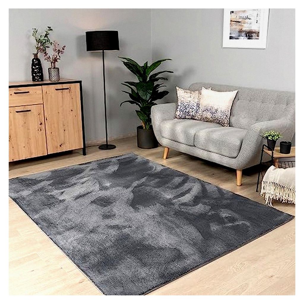 Teppich für Wohnzimmer und Schlafzimmer, Kurzflor, Waschbar, Einfarbig, Flauschig, Weich, Rutschfest, Moderne Dekoration, Größe: 80x150 cm, Farb...