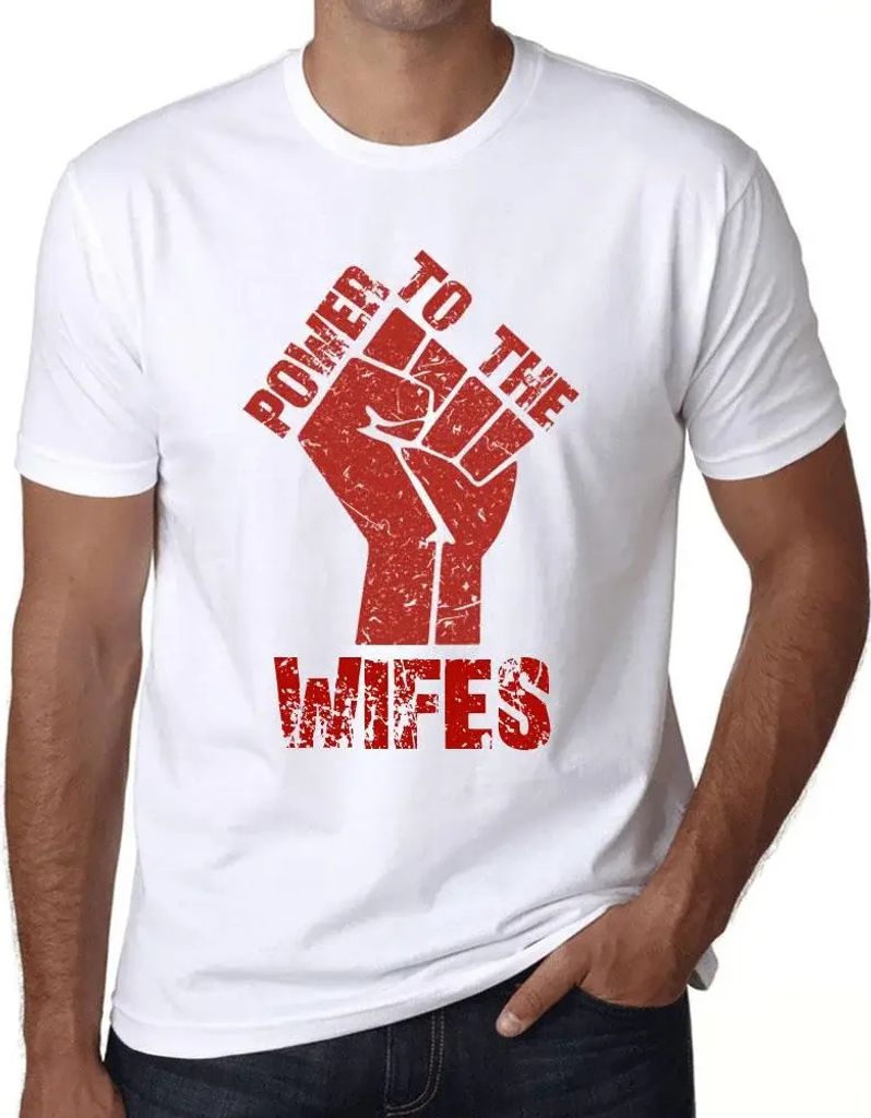 Herren Grafik T-Shirt Macht den Ehefrauen – Power To The Wifes – Öko-Verantwortlich Vintage Jahrgang Kurzarm Lustige Druck Geburtstag Geschenk...
