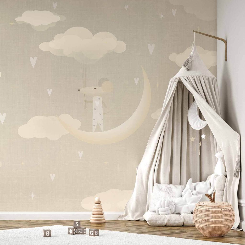 Vlies Fototapete - Mouse on the Moon 400x280 cm Für Kinder e-A-10136-a-a