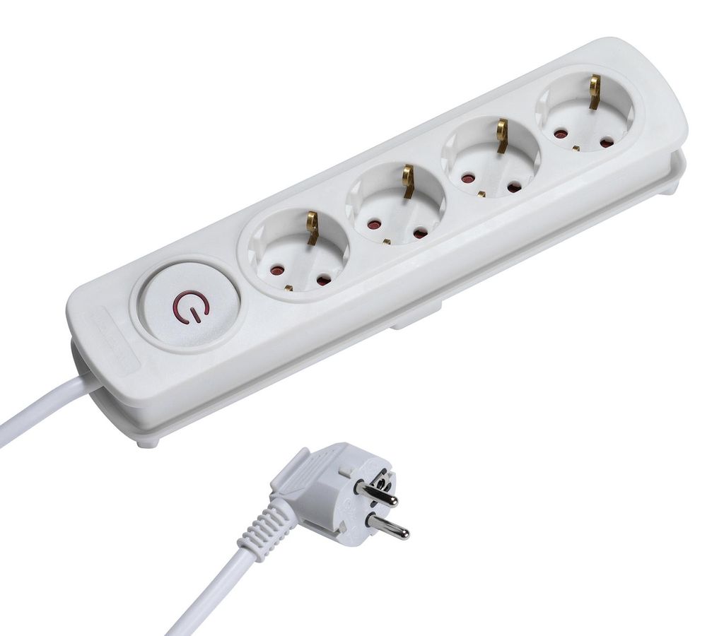 VIVanco™Multipresa Bianca 4 Schuko, Cavo 4 M, ON/OFF Immagine del prodotto 