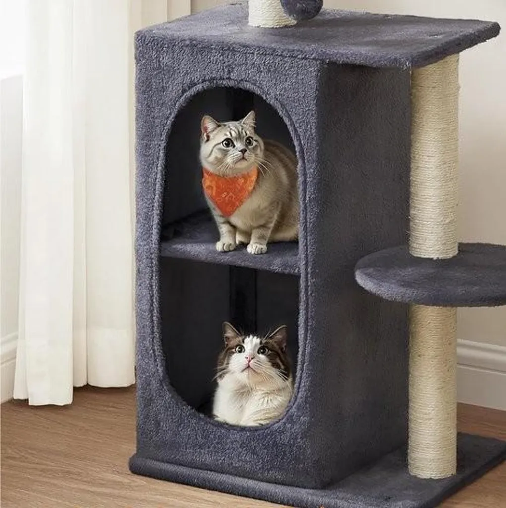 Arbre à chat robuste en sisal naturel - Maison de jeu XL multi-activités - 2