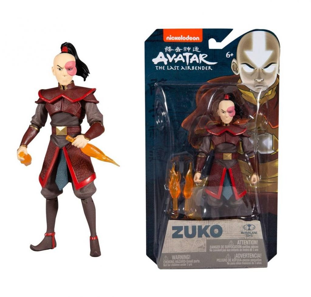 A product shot of an action figure in its packaging, with a separate image of the figure outside the packaging.