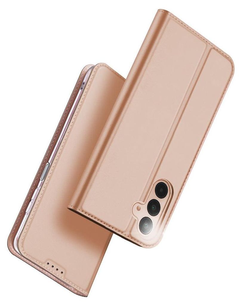 A rose gold colored phone case is shown against a white background.