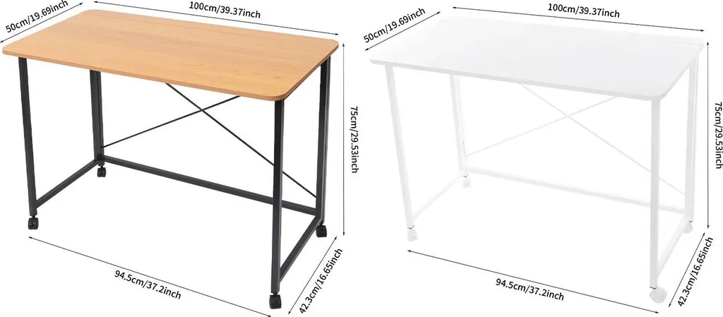 Bureau pliable à roulettes table de travail rectangulaire multi-usage - 6