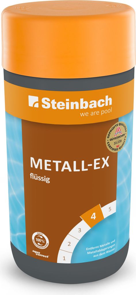 Steinbach | Poolpflege Metall-EX flüssig | Beckenreiniger | entfernt Metalleffekte | schützt vor Verfärbungen | ideal für kristallklares Wasser