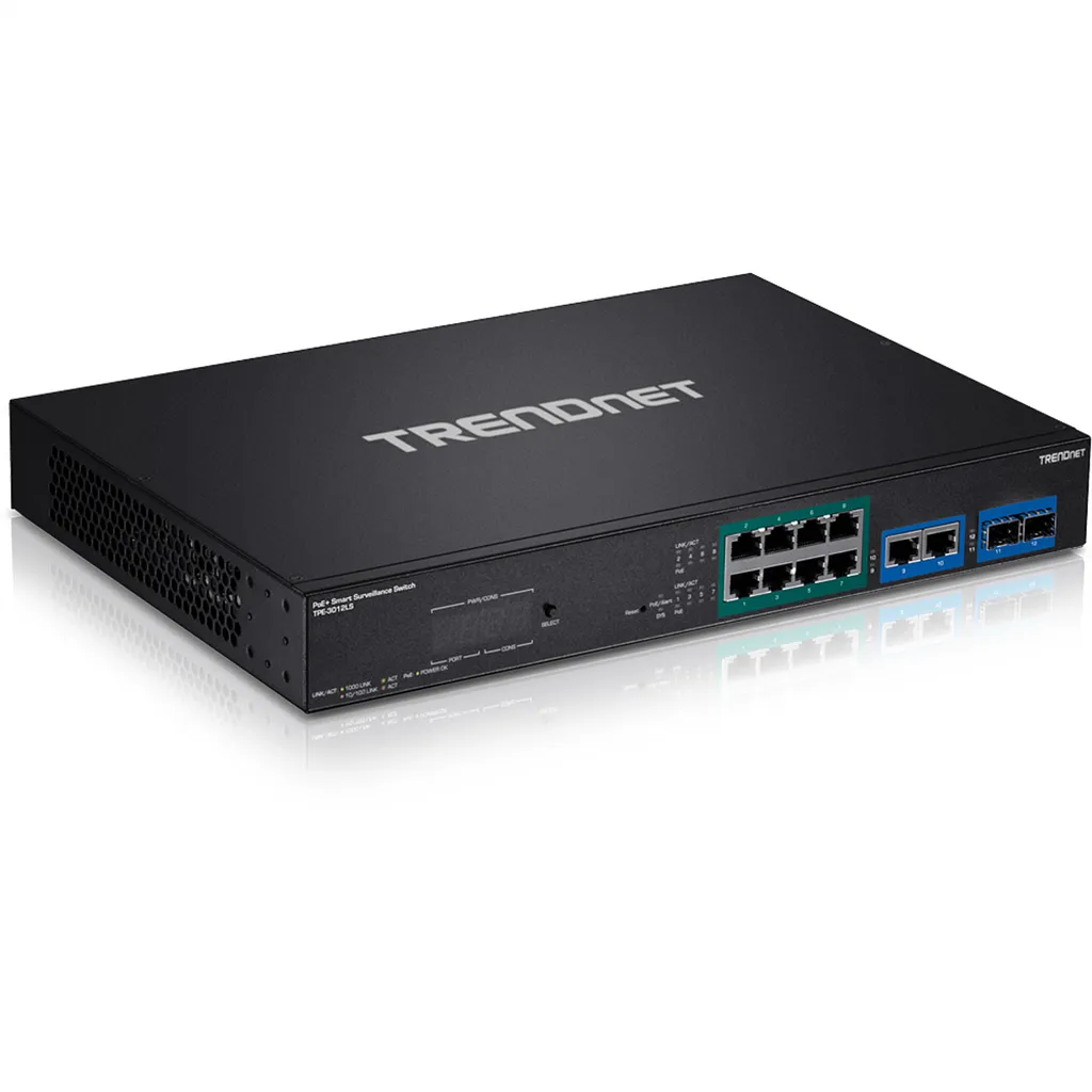 TRENDnet TPE-3012LS Switch Smart Cloud Gigabit PoE+ 12 Ports Rackable