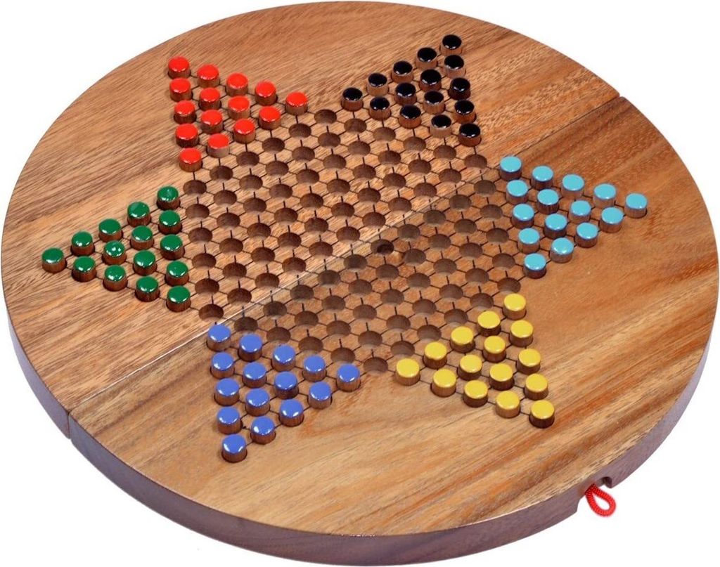 Halma XL rund – Stern-Halma / Chinese Checkers aus edlem Samena-Holz für 2 bis 6 Spieler