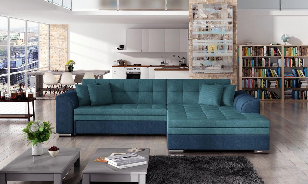 Ecksofa SANGITA 1 - blau, rechte Ecke