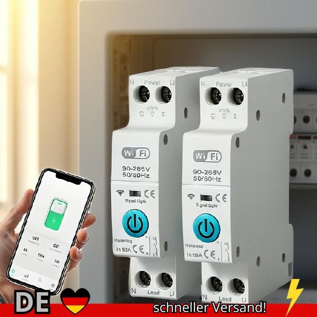Tuya WiFi Smart Circuit Breaker MCB 1P + N 63A Timer Power Energie Kwh