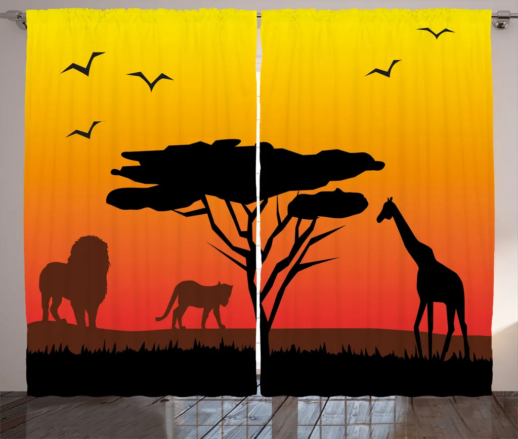 ABAKUHAUS Rideaux Savane Silhouette Rustique pour Salon 280 x 225 cm