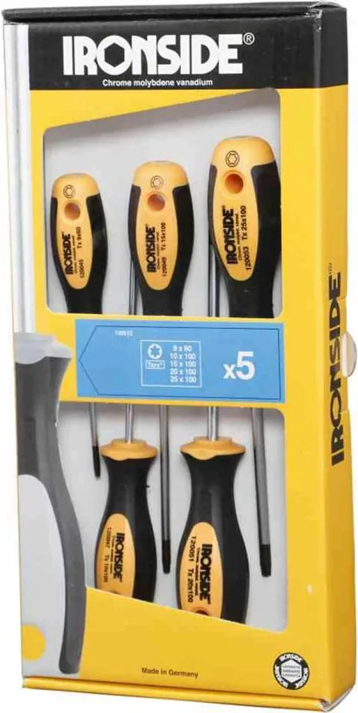 Kit 5 Cacciaviti Torx Ironside 120-512 - Per hobbisti e Pro - Giallo/Nero