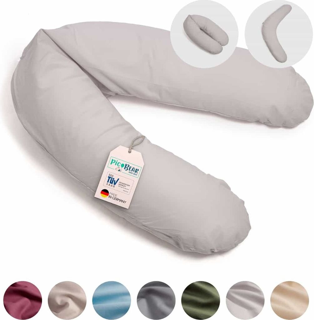 pic Bear Stillkissen Classic Schwangerschaftskissen aus 100% Baumwolle mit EPS 190 cm Dessin: GOTS Perle