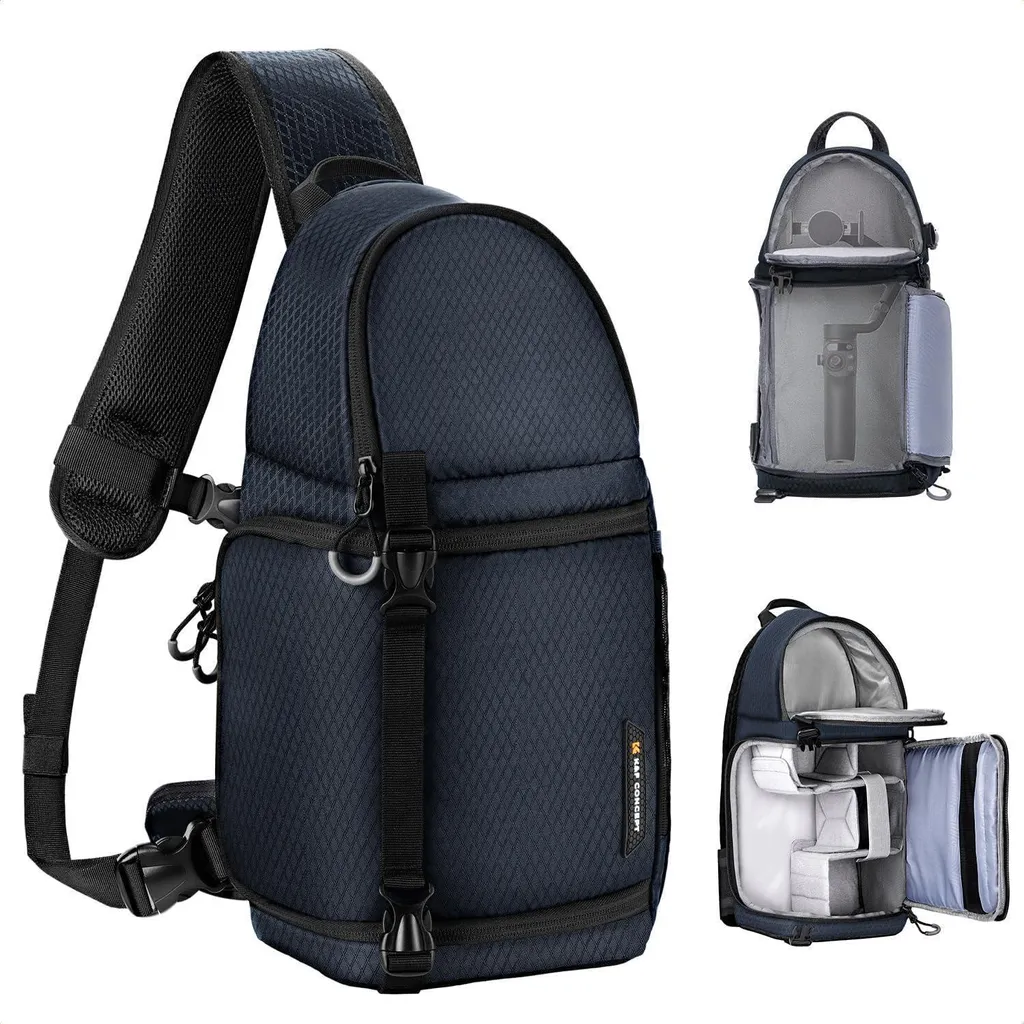 Sac Photo Crossbody 10L Bleu - Sacoche Bandoulière DSLR et Hybride Légère