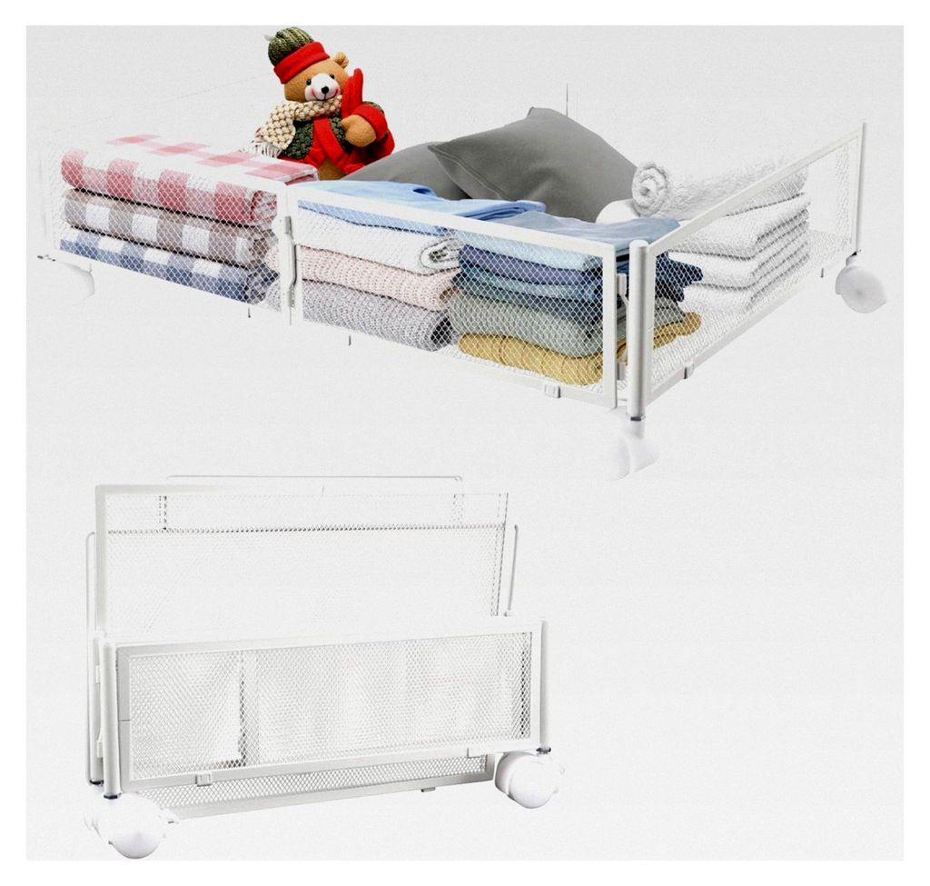 Unterbett-Aufbewahrungsbox mit Rollen, faltbare Rollschublade aus Eisen, zur Aufbewahrung von Spielzeug, Kleidung, Schuhen und Bettwäsche, 60 * 40...