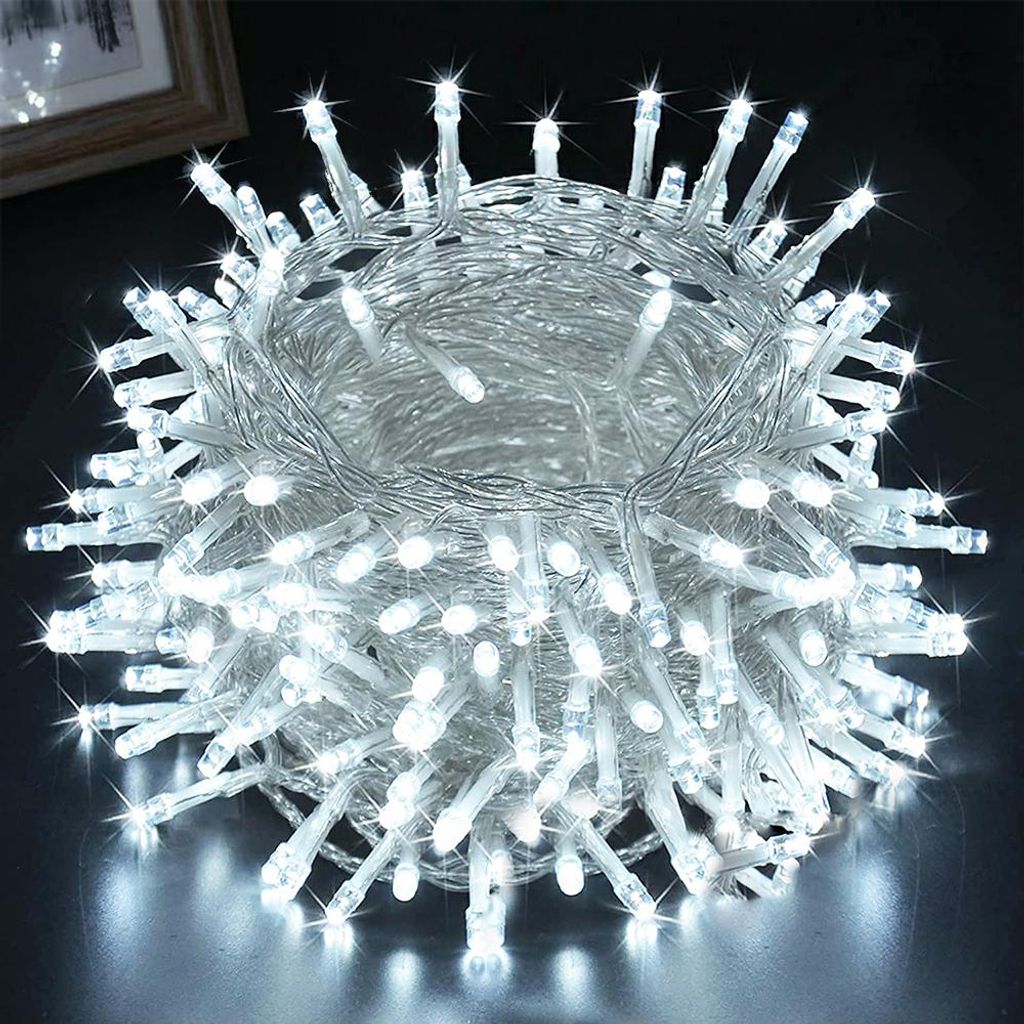 30M 300LEDs 8 Modi Lichterkette Strom, Timer, Merkfunktion, LED Weihnachten Lichterkette Party Deko Licht Weihnachtsbaum Garten Beleuchtung, Weiß