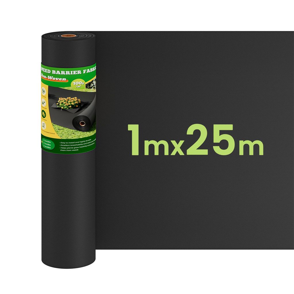 IROPRO 100g/m² Unkrautvlies Extra Stark, 25m² Gartenvlies Unkrautfolie Wasserdurchlässig und hohe UV-Stabilisierung, 1mx25m