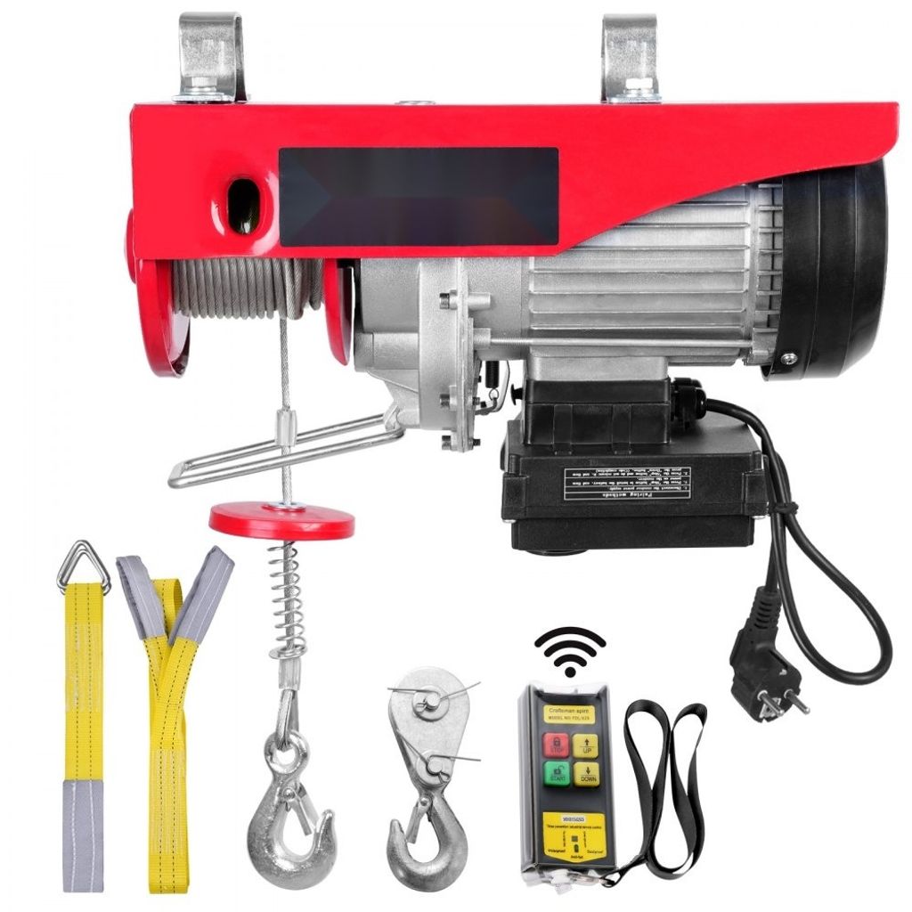 Elektrische Seilwinde - 500kg bis 1000kg - 12m Hubhöhe - Motorwinde 1600W - Kupfermotor - Flaschenzug - 10m/min Hubgeschwindigkeit - Kabellose Fer...