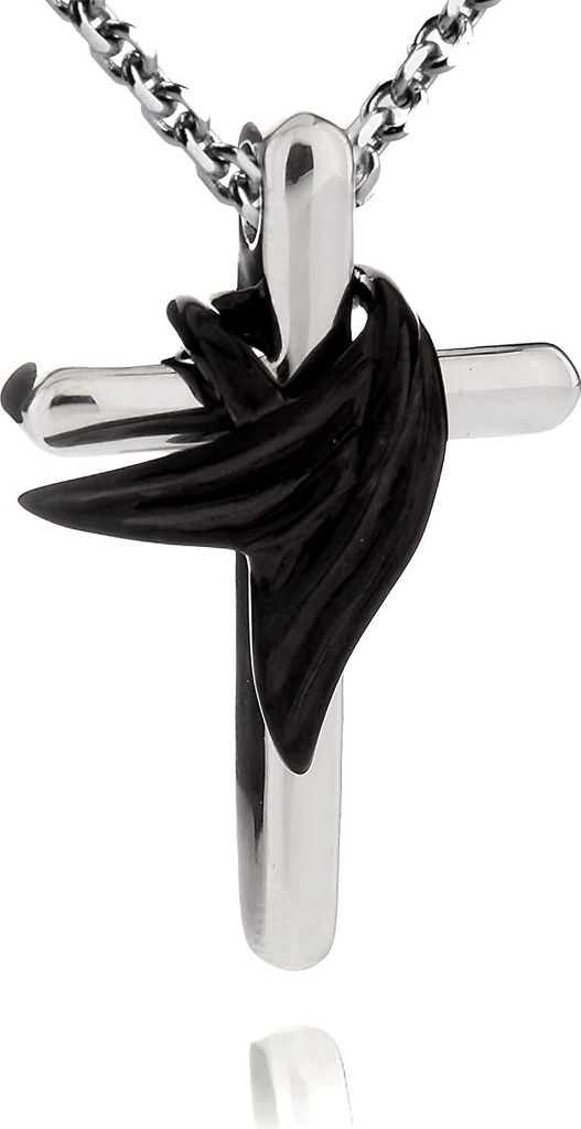 Edelstahl Kreuz Anhänger Nixe Mermaid Schwarz Mit Edelstahl Produktbild 