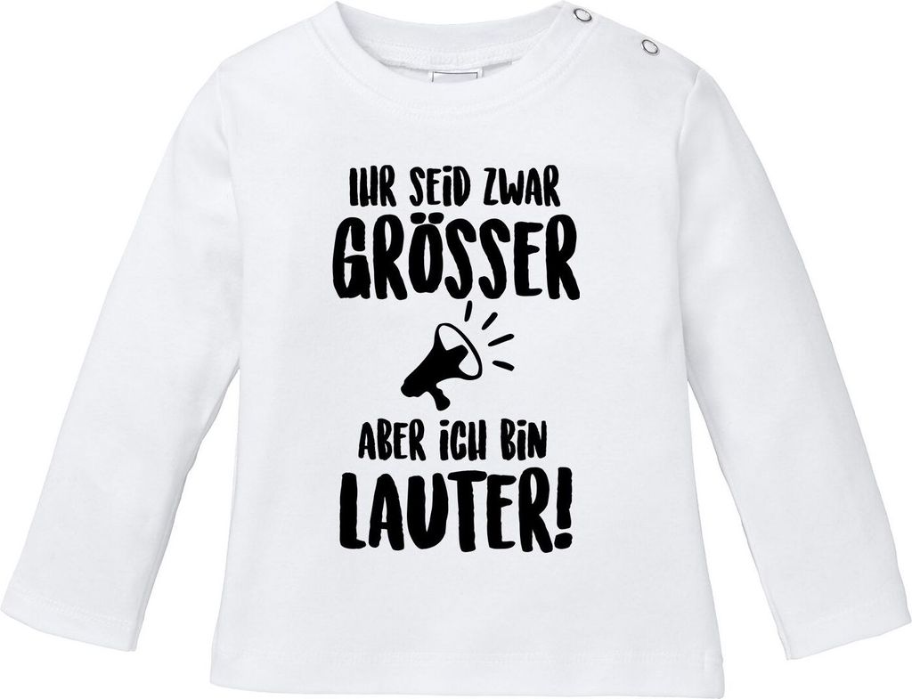 Baby Langarmshirt Ich bin lauter Babyshirt Baumwolle Jungen Mädchen Longsleeve Spruch Shirt Moonworks weiß 68/74 (4-9 Monate)