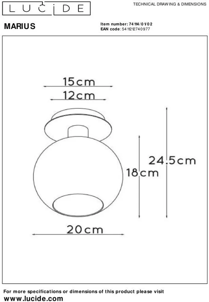 Plafonnier or MARIUS Lucide - Solution d'éclairage pour petits espaces - 3