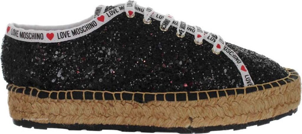 Love Moschino PREMIUM Damen Espadrilles schwarzer Stoff leicht 40