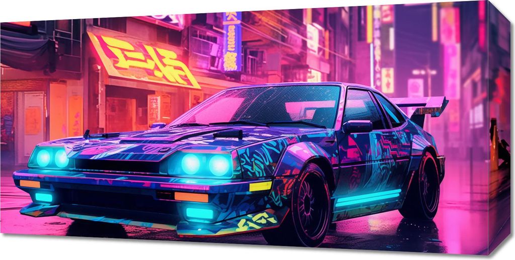 Bild 60x30cm Nächtliche Fahrt in Neo-Tokio
