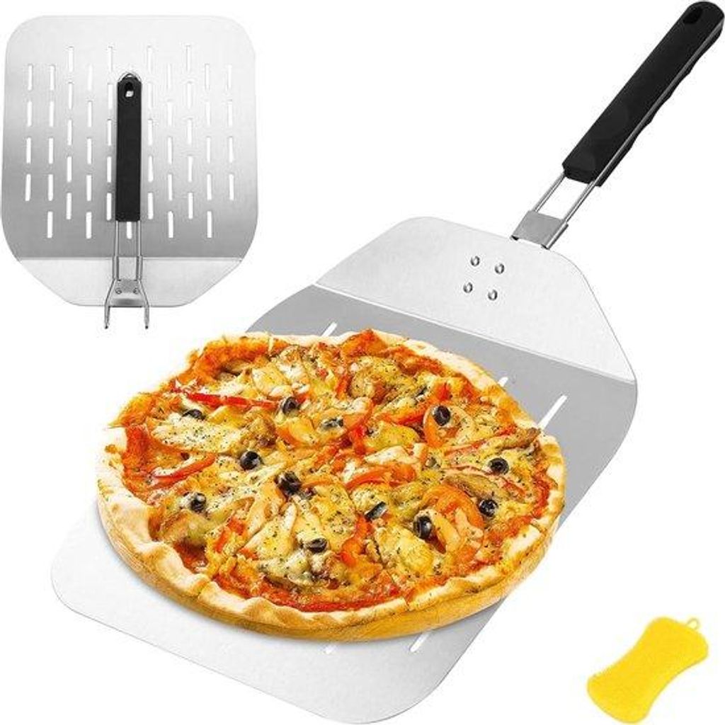 Pizzischereisen - geperforeerd roestvrij staal - inklapbare handgreep - groot oppervlak - stabiel