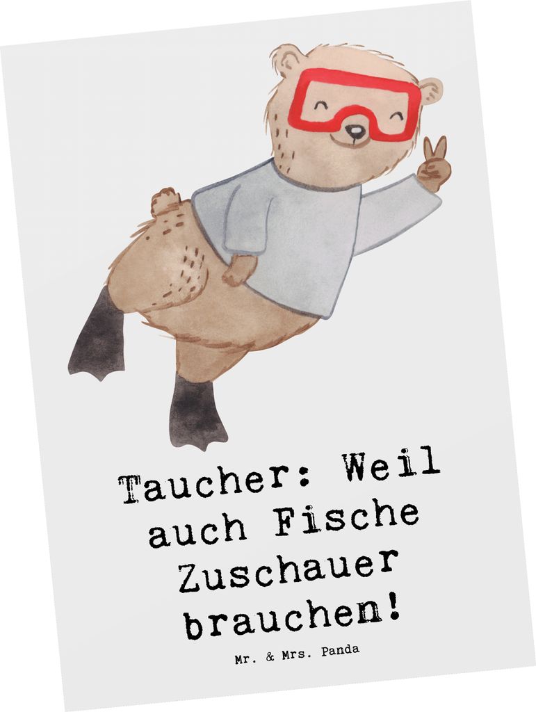 Mr. & Mrs. Panda Postkarte Tauchen Zuschauer - Weiß - Geschenk, Postkarten, Fotokarte, Sportler Geschenke, Sportarten, Ansichtskarte, Teamsport, G...