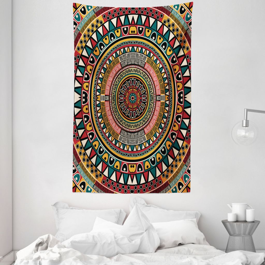 ABAKUHAUS Stammes Wandteppich und Tagesdecke, Color Art aus Weiches Mikrofaser Stoff Waschbar ohne Verblassen Digitaldruck, 140 x 230 cm, Jade Ruby...