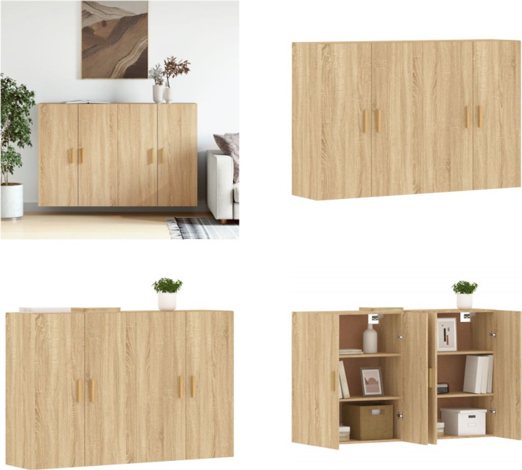 vidaXL Wandschränke 2 Stk. Sonoma Eiche Holzwerkstoff - Wandschrank - Wandschränke - Schrank - Lagerschrank