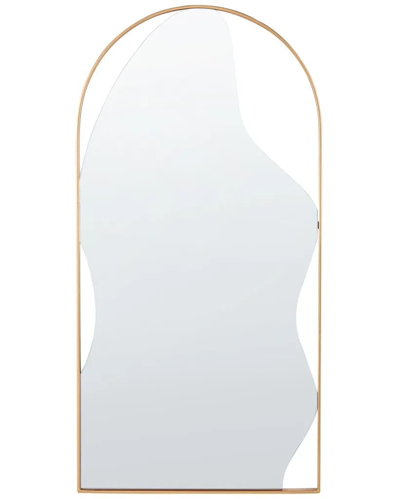 Miroir mural ovale Beliani en verre doré 41 x 81 cm style minimaliste