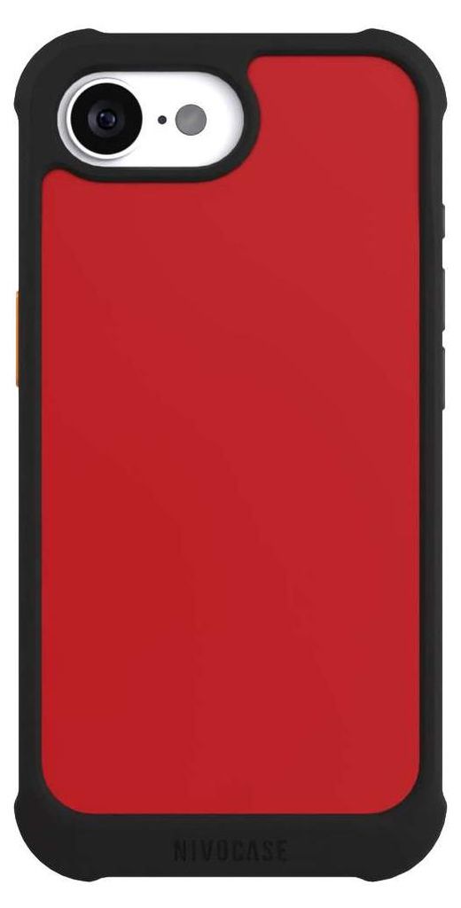 NIVOCASE Hülle für Apple iPhone 16e Stoßfeste Handyhülle NIVOmax Case Schwarz Farbe Rot einfarbig
