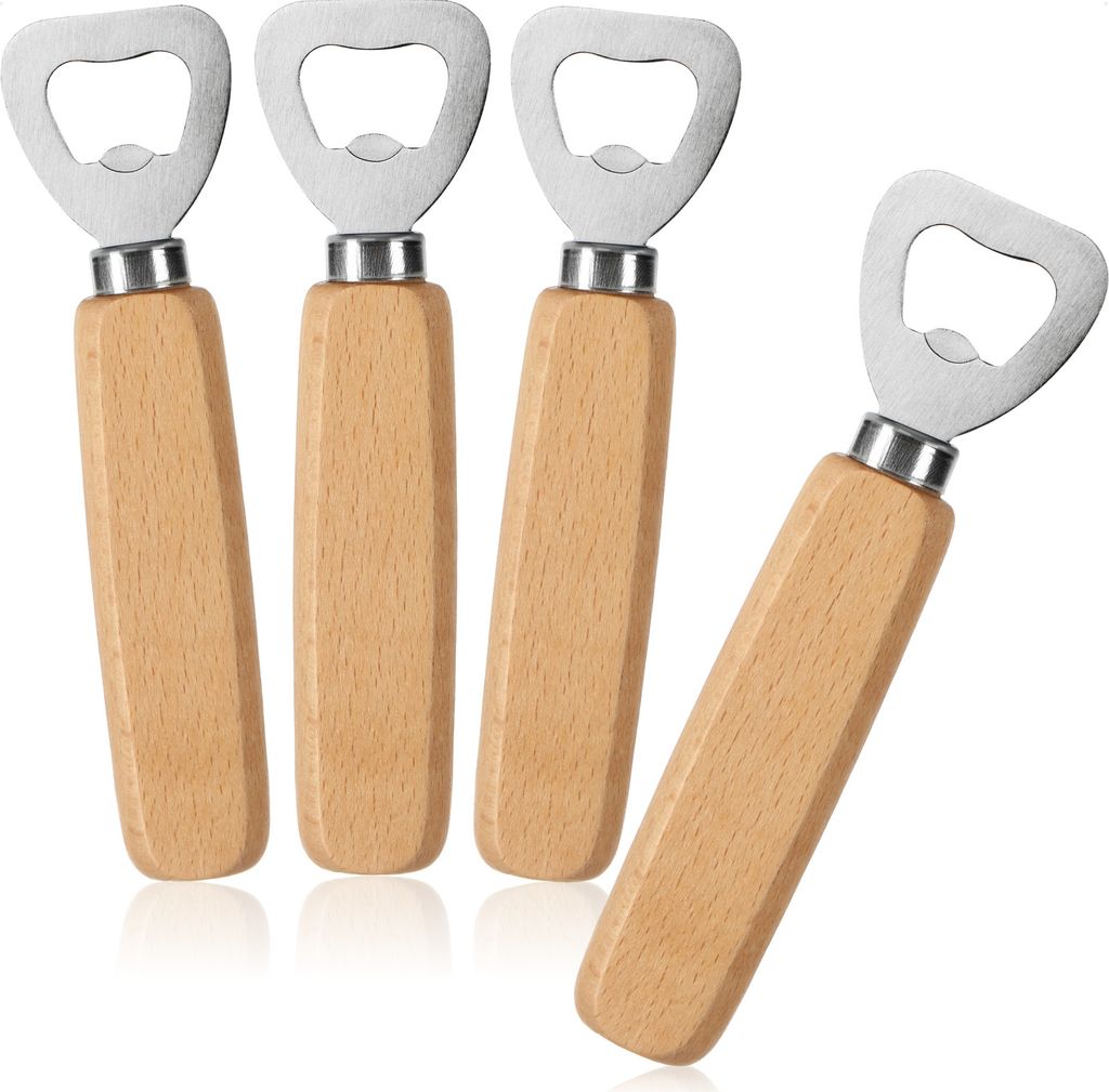 com-four® 4x Flaschenöffner aus rostfreiem Edelstahl - mit Produktbild 