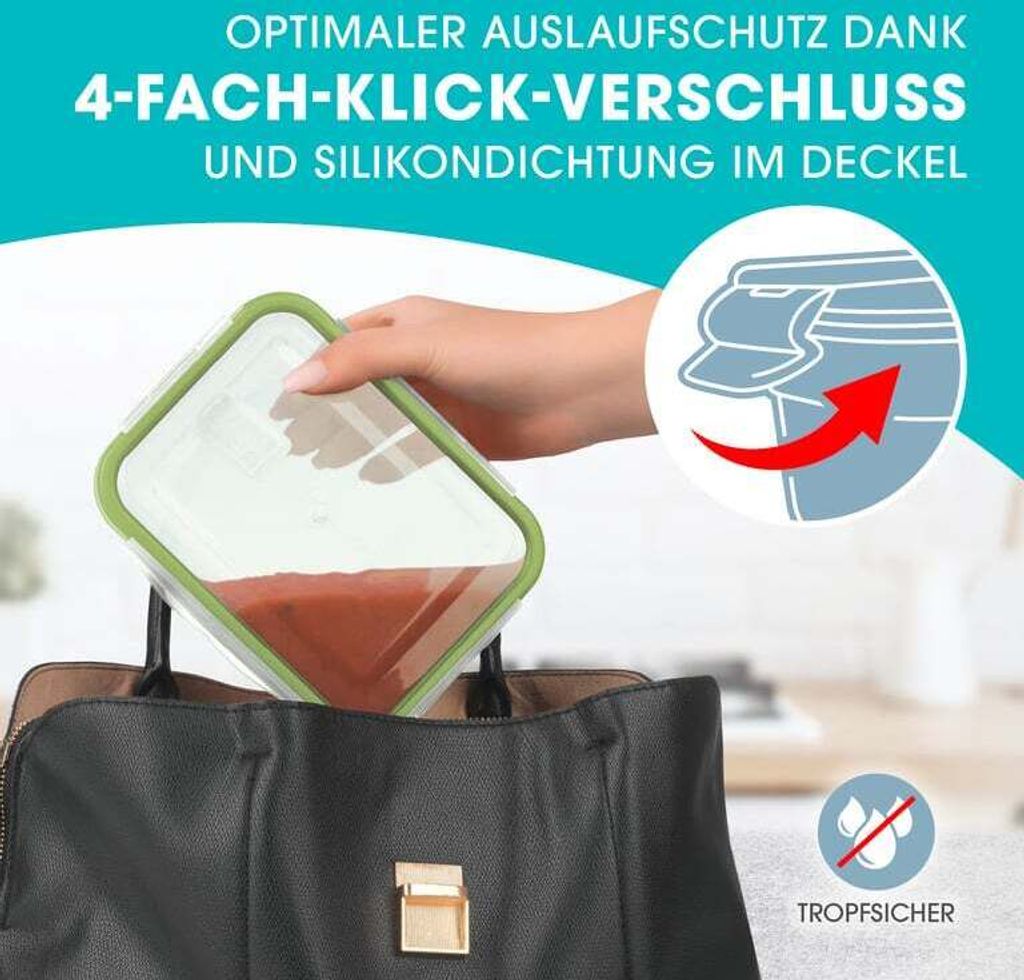 GOURMETmaxx Glas Frischhaltedosen Klick-it 4er Set geeignet Produktbild 5