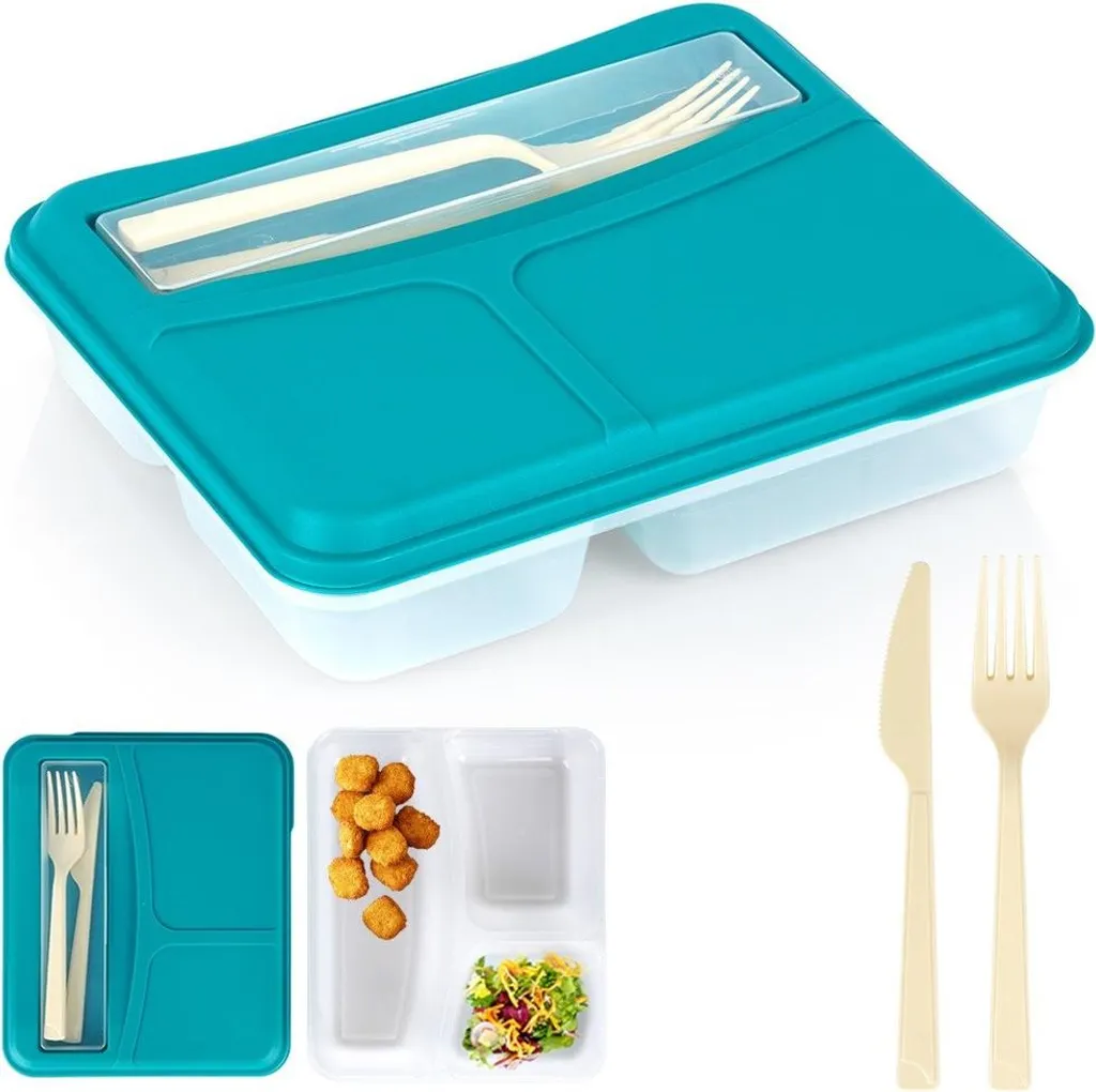 Lunch Box Design Minimalista: Contenitore Colazione Ermetico con Posate - 1