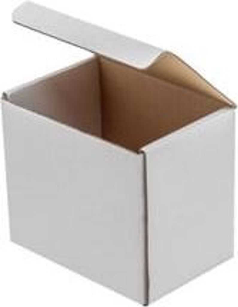 Karton mit Stanzform zum Verpacken – Paket 145 x 105 x 135 mm, weiß – 50 Stück