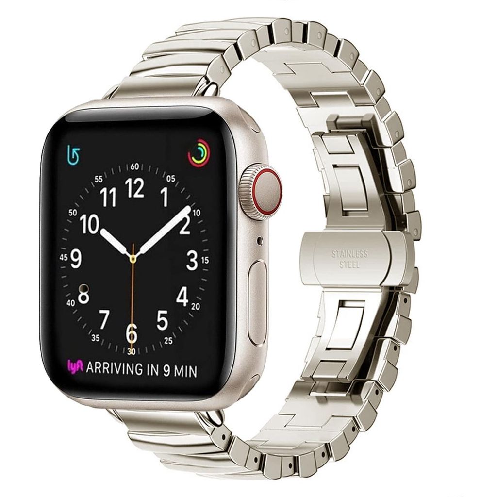 FFO2World elegantes, schlankes Metallarmband für Apple Watch 38–42 mm (Serie 1–11, SE) – Edelstahlarmband mit unregelmäßigem Design – St...