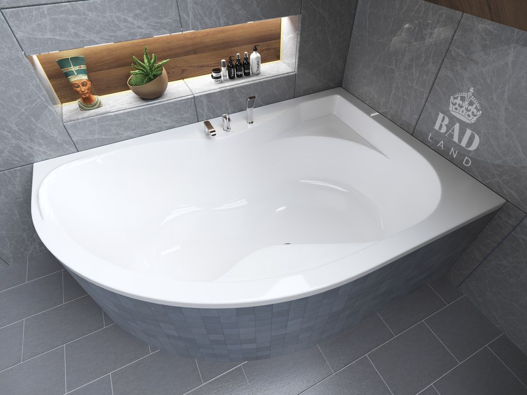 Wanna Akrylowa Zestaw 3w1 Asymetryczna 170x110 Prawa Biała, Zdjęcie produktu 