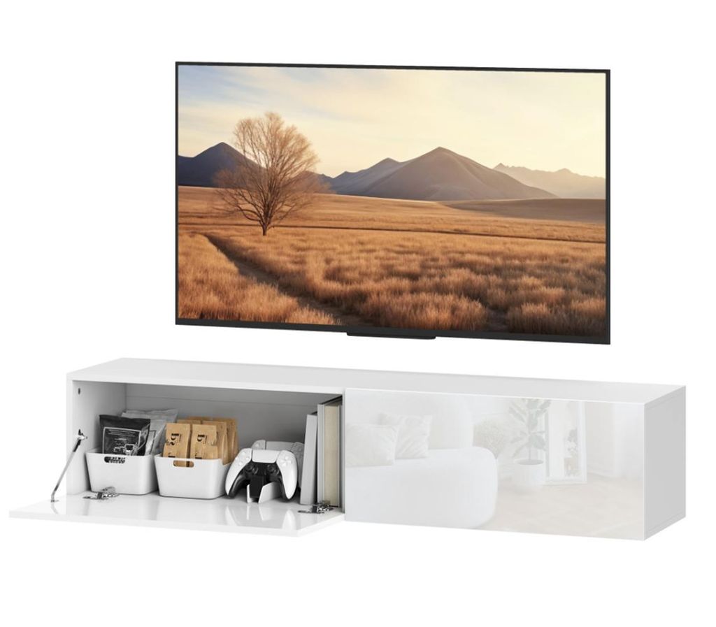 Wandmontierter TV-Schrank, schwebende TV-Kommode mit viel Ablagefläche und Stauraum TV-Ständer