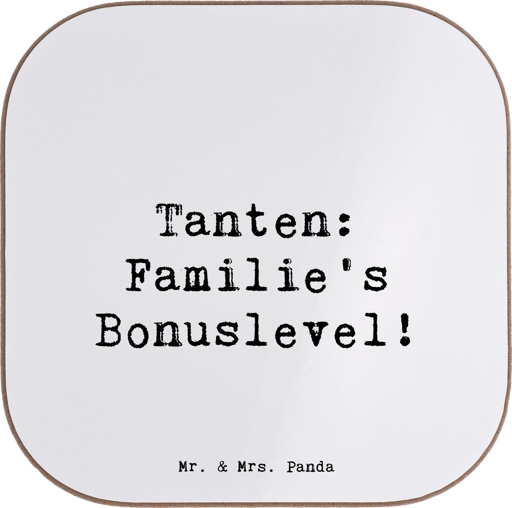 Mr. & Mrs. Panda Untersetzer Glas Spruch Tante Bonuslevel - Weiß - Geschenk, Jubiläen, Neffe, Geschenke, Nichte, emotional, gläseruntersetzer, C...