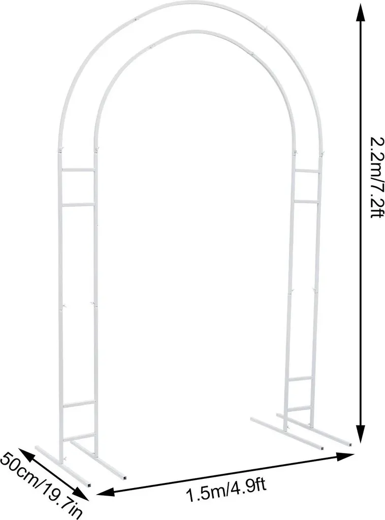 Arche de Mariage Stable Métal Blanc 220 cm : Support Double 10 kg
